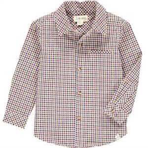 NEW ME & HENRY men’s atwood long sleeve woven shirt in brown & beige plaid